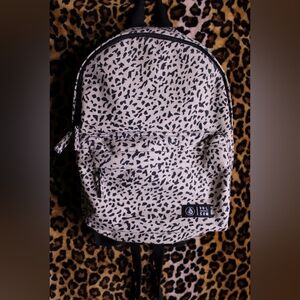 Volcom Leopard Print Mini Backpack in Beige and Black